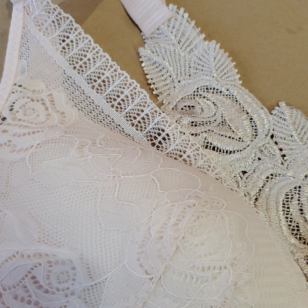 Floral Lace bra adjustable straps jewel closure 42 - Picture 5 of 8